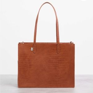 Beis Mini Work Tote in Cognac Croc